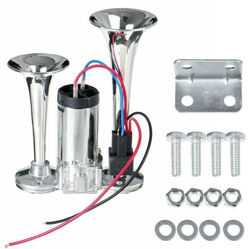 Super Loud 12V Dual Trumpet Train Horn Kit for Trucks