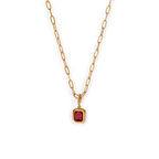 Baguette Birthstone Necklace on Chic Paperclip Chain in 18k Gold Over Brass 1