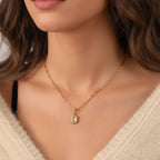 Baguette Birthstone Necklace on Chic Paperclip Chain in 18k Gold Over Brass 2