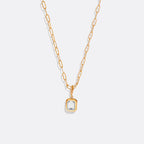 Baguette Birthstone Necklace on Chic Paperclip Chain in 18k Gold Over Brass 4