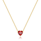 Elegant Gold Heart Necklace with Birthstone Charm in 18k Plating 0