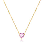 Elegant Gold Heart Necklace with Birthstone Charm in 18k Plating 11