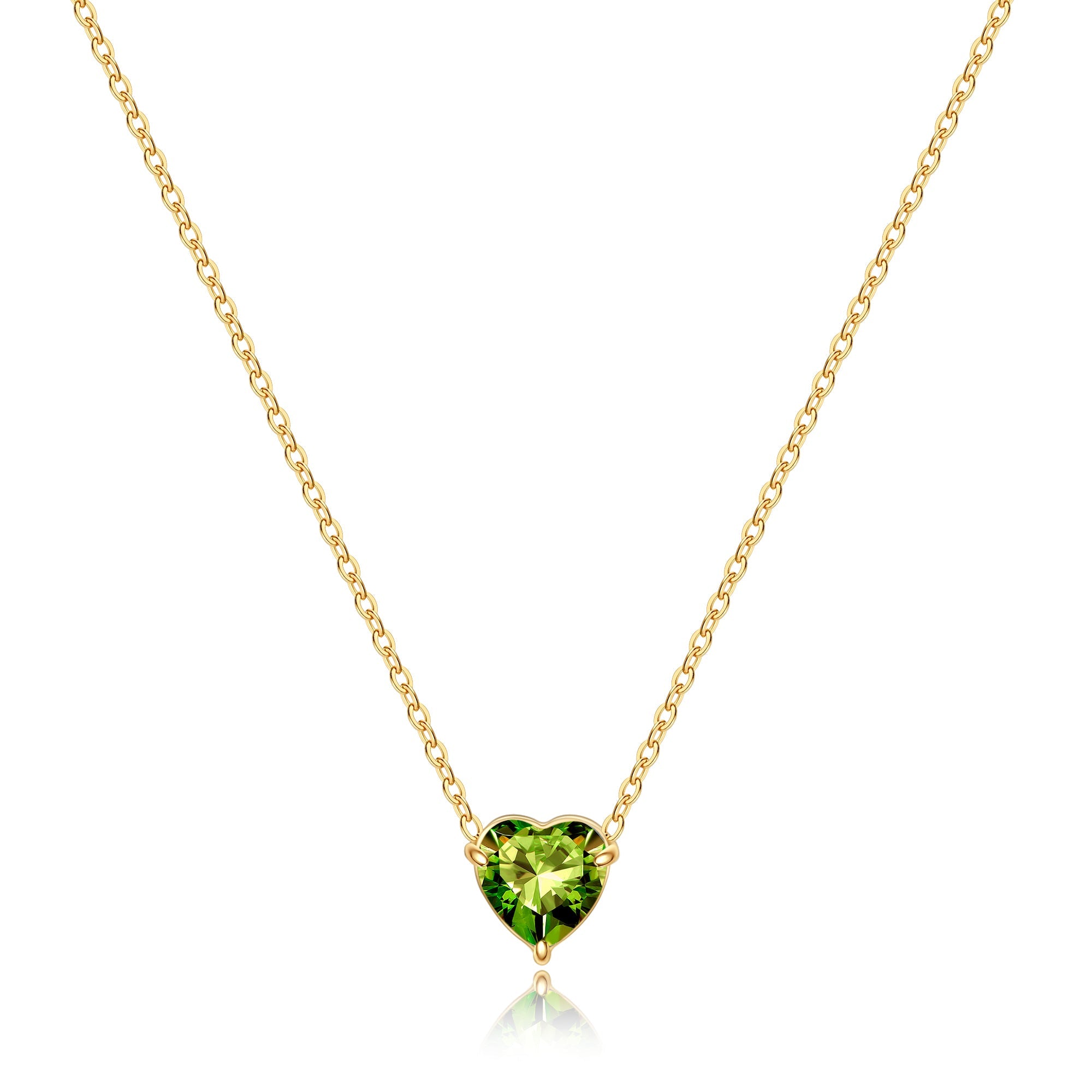 Elegant Gold Heart Necklace with Birthstone Charm in 18k Plating 12