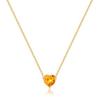 Elegant Gold Heart Necklace with Birthstone Charm in 18k Plating 13