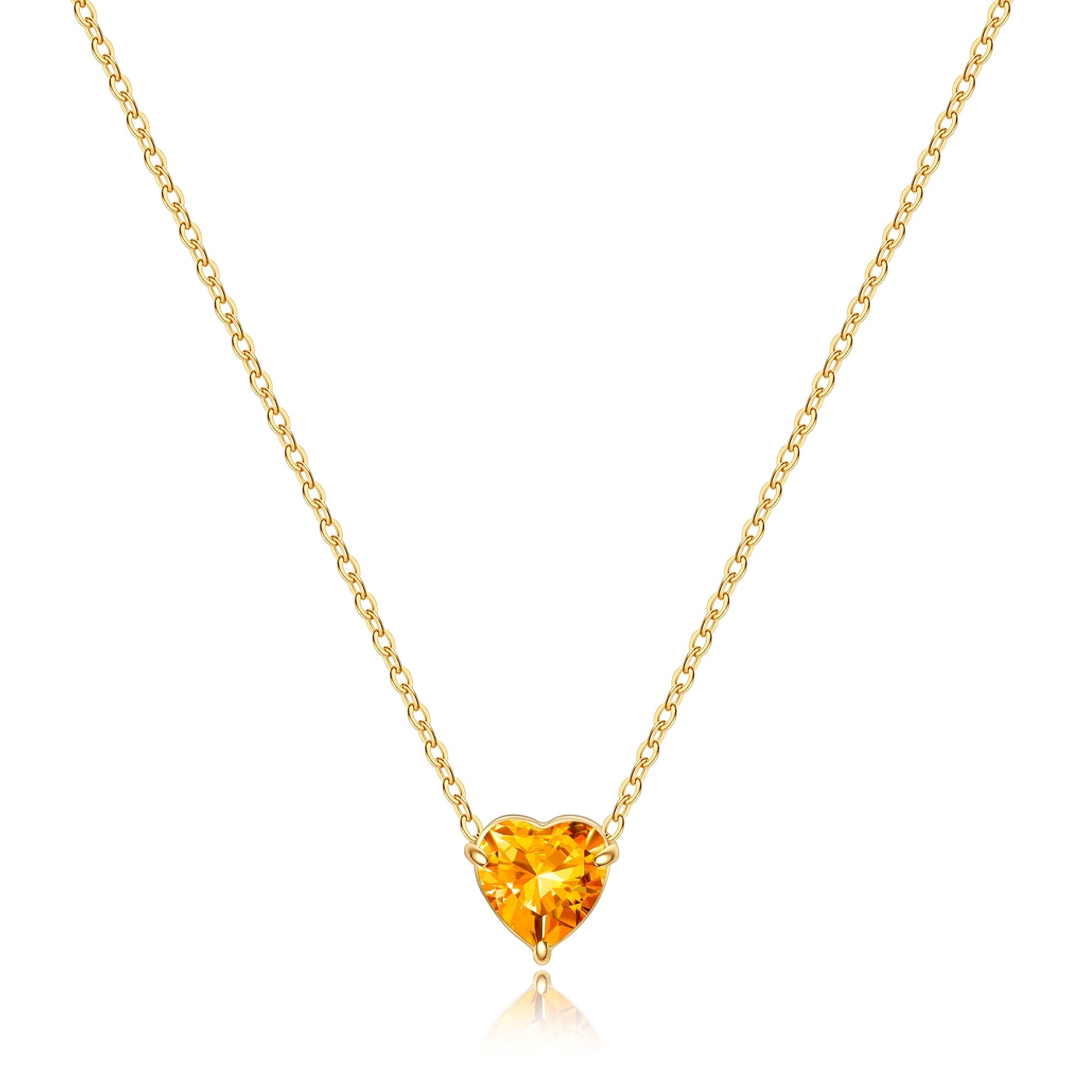 Elegant Gold Heart Necklace with Birthstone Charm in 18k Plating 13