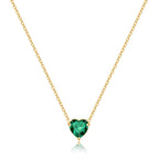 Elegant Gold Heart Necklace with Birthstone Charm in 18k Plating 14