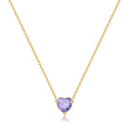 Elegant Gold Heart Necklace with Birthstone Charm in 18k Plating 15