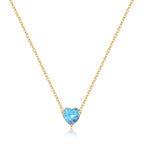 Elegant Gold Heart Necklace with Birthstone Charm in 18k Plating 16