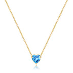 Elegant Gold Heart Necklace with Birthstone Charm in 18k Plating 17
