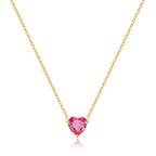 Elegant Gold Heart Necklace with Birthstone Charm in 18k Plating 18