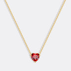 Elegant Gold Heart Necklace with Birthstone Charm in 18k Plating 2