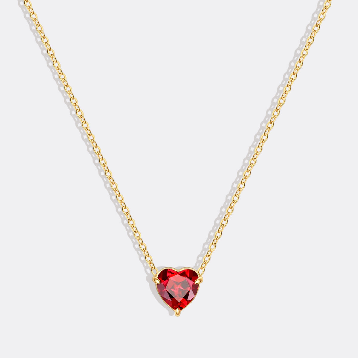 Elegant Gold Heart Necklace with Birthstone Charm in 18k Plating 2