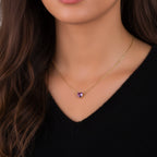 Elegant Gold Heart Necklace with Birthstone Charm in 18k Plating 3