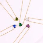 Elegant Gold Heart Necklace with Birthstone Charm in 18k Plating 5