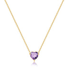Elegant Gold Heart Necklace with Birthstone Charm in 18k Plating 8