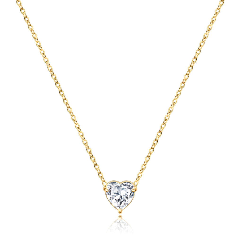 Elegant Gold Heart Necklace with Birthstone Charm in 18k Plating 9