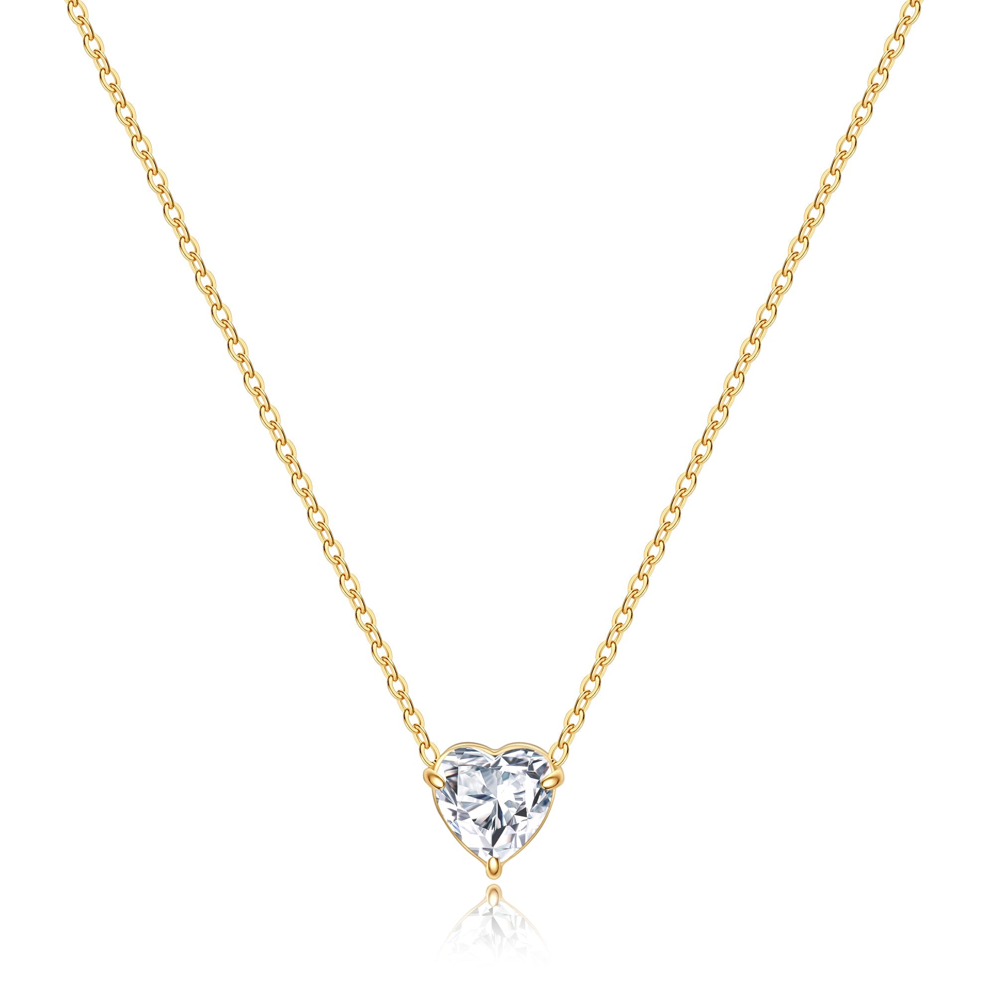 Elegant Gold Heart Necklace with Birthstone Charm in 18k Plating 9