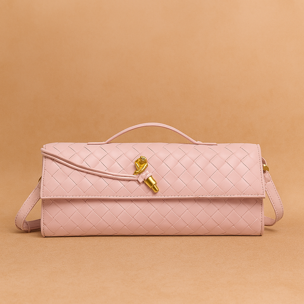 Elegant Woven Evening Bag with Decorative Knot | Stylish Clutch Purse for Special Occasions 3