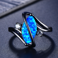 Handmade Dark Silver Ring with Blue Opal | Elegant and Unique Statement Jewelry 0