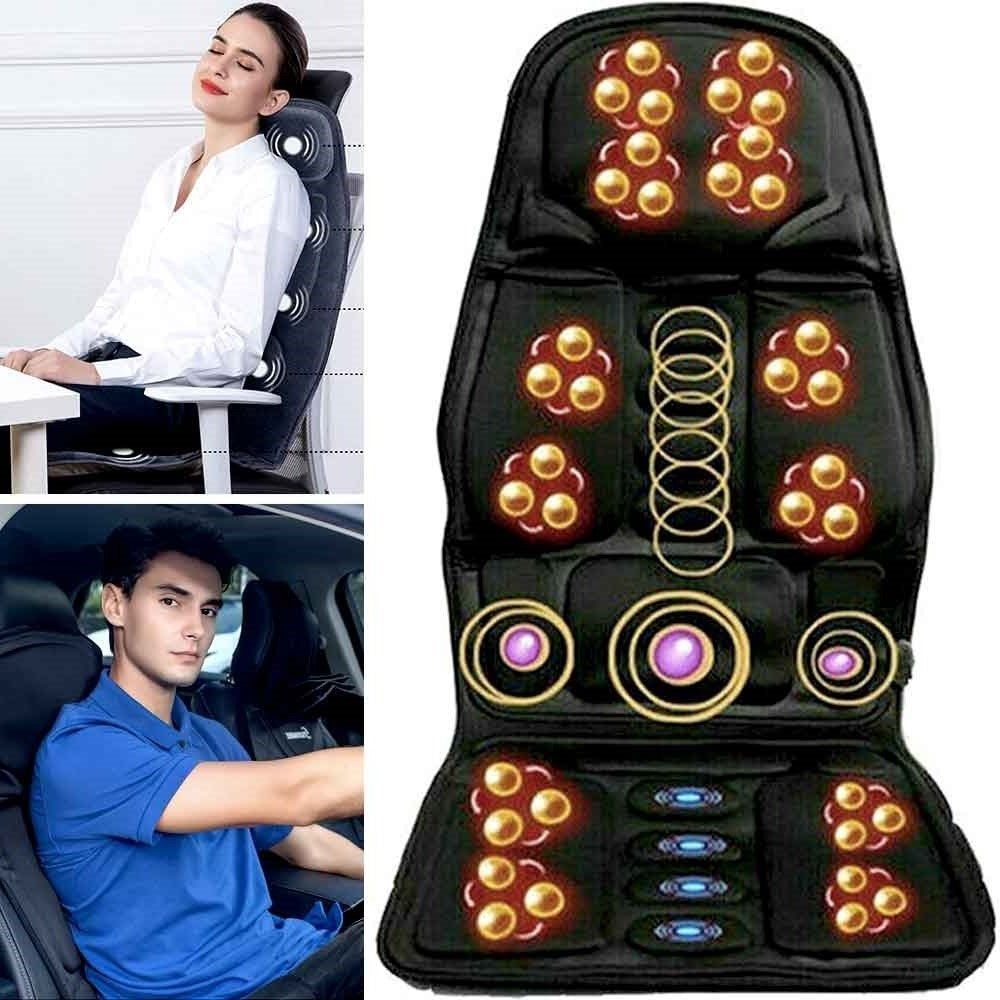 8-Mode Heated Massage Chair Pad with Neck and Back Cushion
