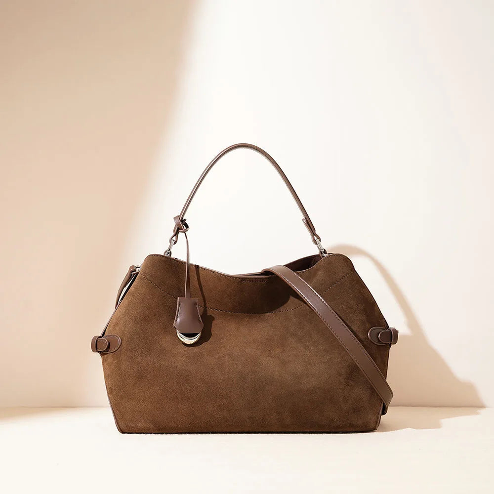 Stylish Brown Suede Shoulder Bag for Women - Elegant Design for Everyday Use 2