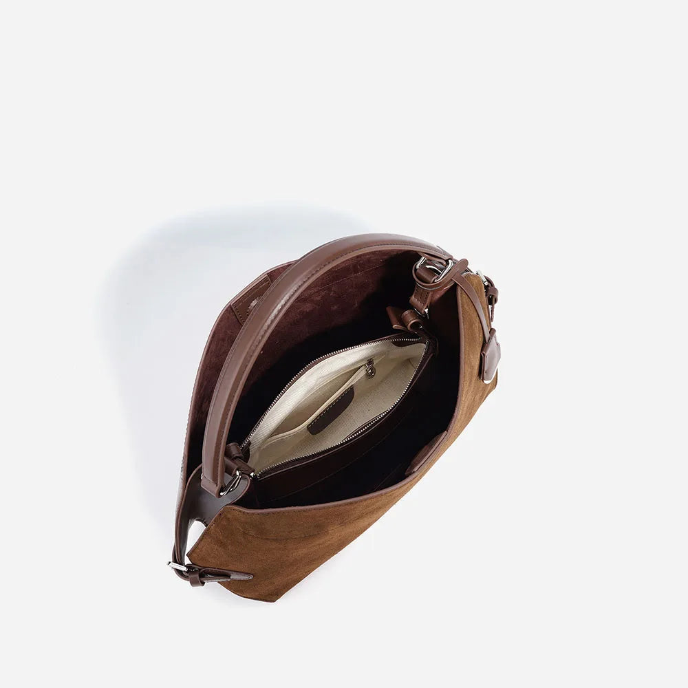 Stylish Brown Suede Shoulder Bag for Women - Elegant Design for Everyday Use 3