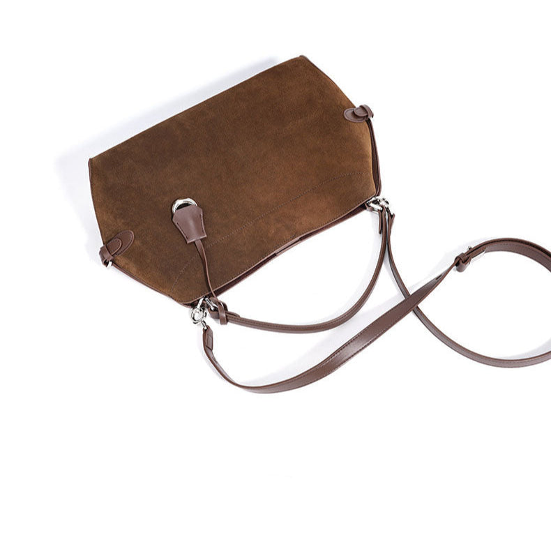 Stylish Brown Suede Shoulder Bag for Women - Elegant Design for Everyday Use 5