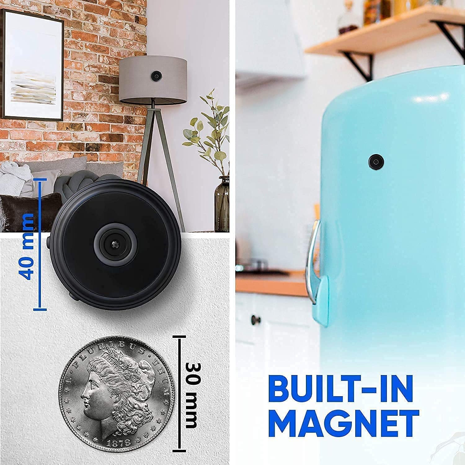 1080P HD Wireless Magnetic Mini Security Camera with Night Vision