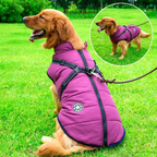 Waterproof Sherpa Lined Dog Winter Jacket with Integrated Harness