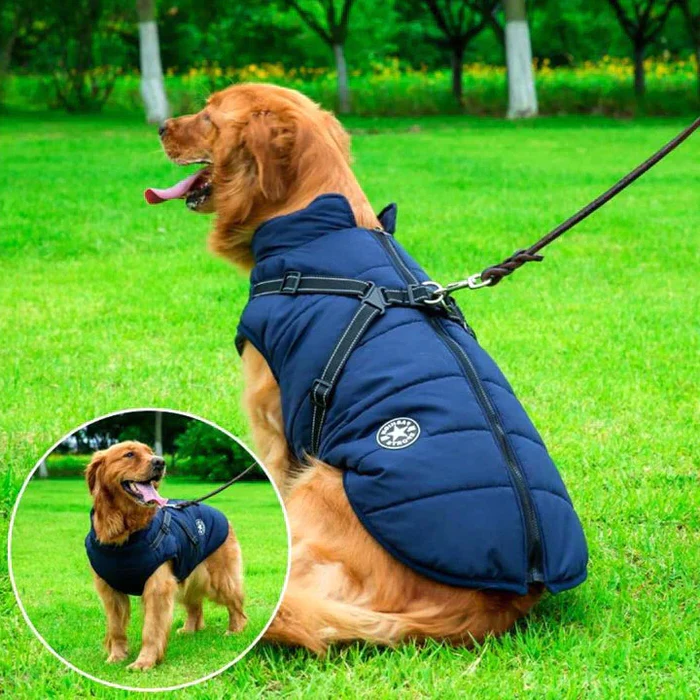 Waterproof Sherpa Lined Dog Winter Jacket with Integrated Harness