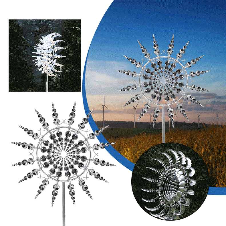 Anti-Rust Kinetic Metal Windmill Magical Outdoor Dual Motion Garden Spinner